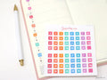 Watercolor Square Date Bujo Planner Stickers: 0.25in (6 mm)