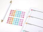 Watercolor Square Date Bujo Planner Stickers: 0.25in (6 mm)