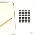 Black and White Mini Date Dot Bujo Planner Stickers: 0.25in (6 mm)