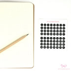 Black and White Mini Date Dot Bujo Planner Stickers: 0.25in (6 mm)
