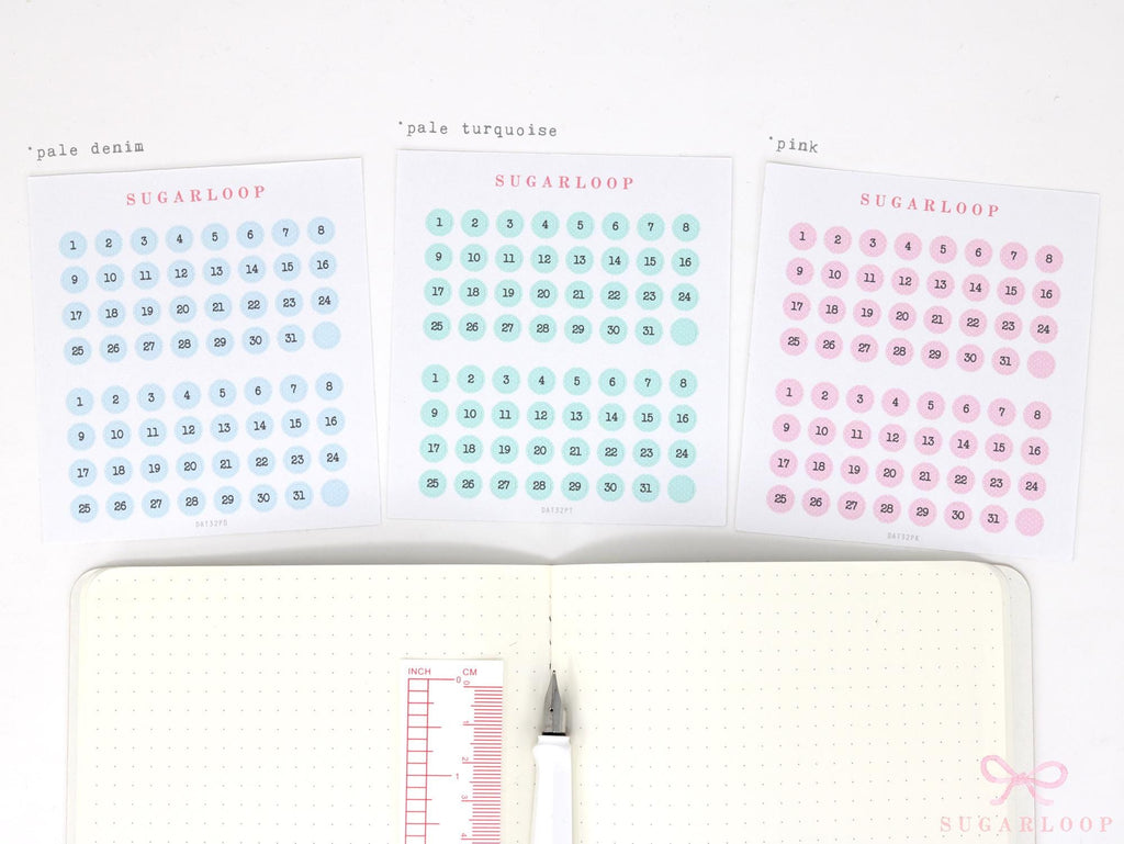 Pastel Mini Date Dot Bujo Planner Stickers: 0.25 in (6 mm)