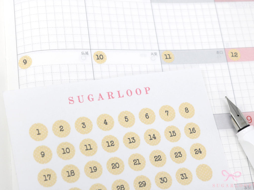 Pastel Mini Date Dot Bujo Planner Stickers: 0.25 in (6 mm)