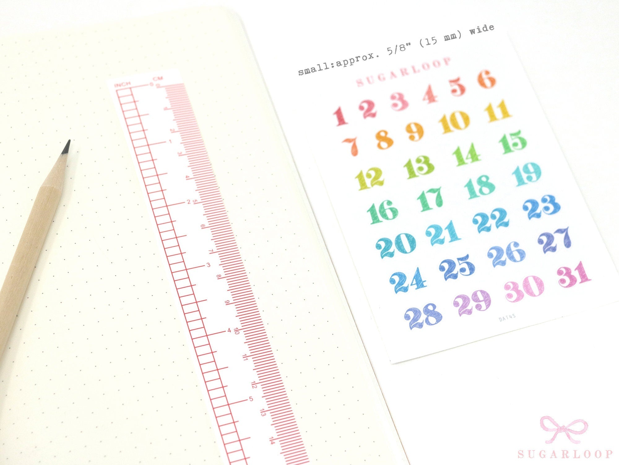 Multicolor Handlettered Date Bujo Planner Stickers