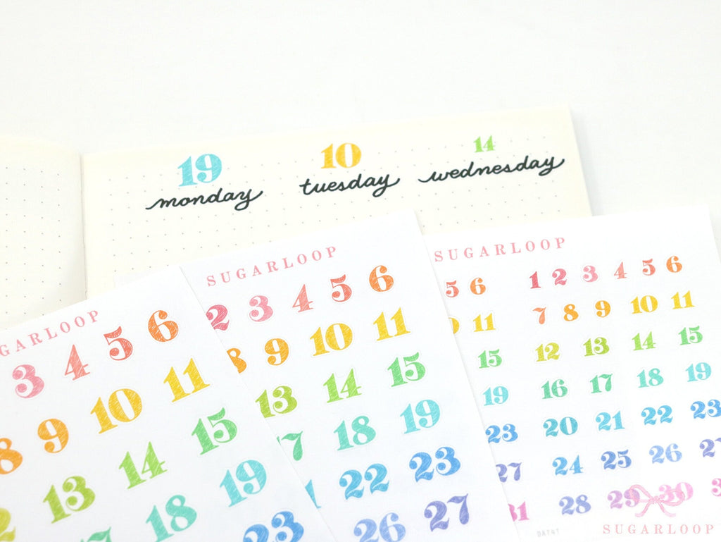 Multicolor Handlettered Date Bujo Planner Stickers