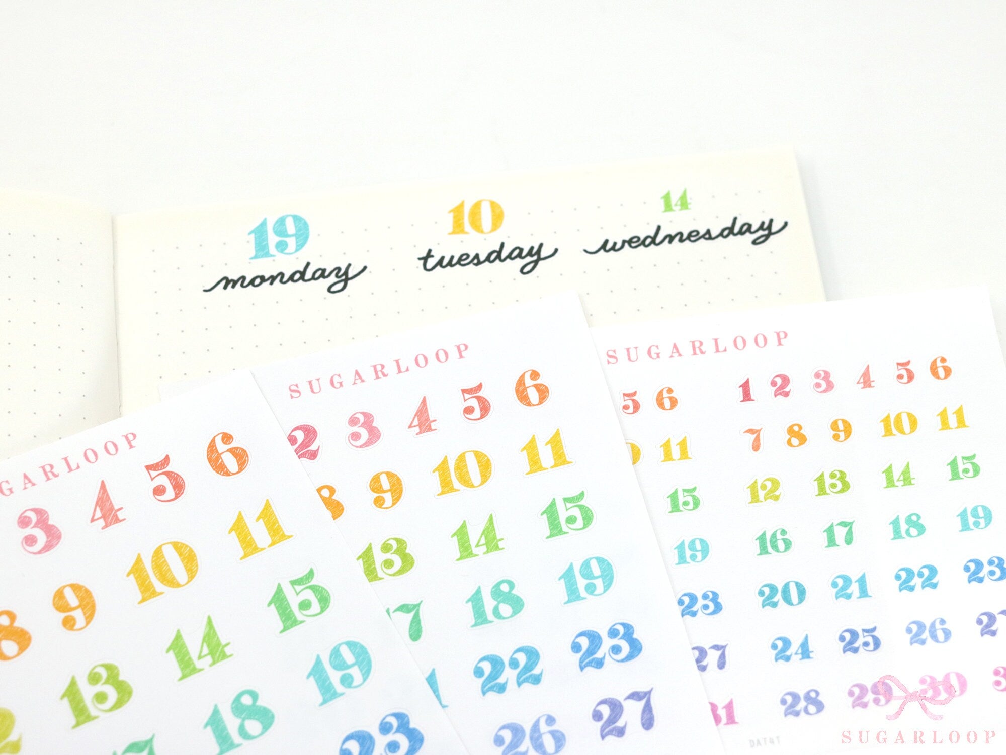 Multicolor Handlettered Date Bujo Planner Stickers