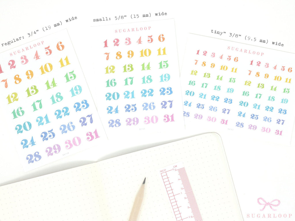 Multicolor Handlettered Date Bujo Planner Stickers
