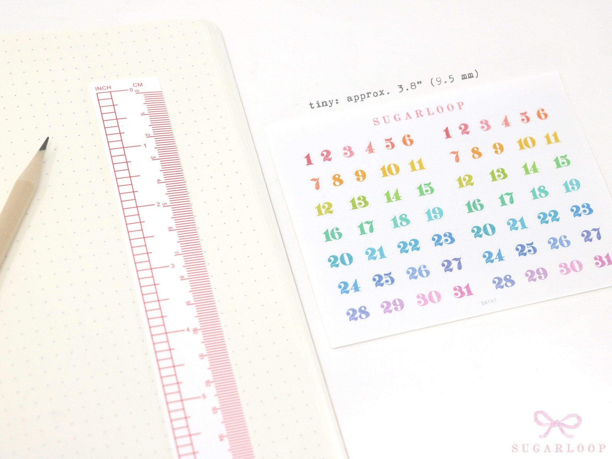 Multicolor Handlettered Date Bujo Planner Stickers