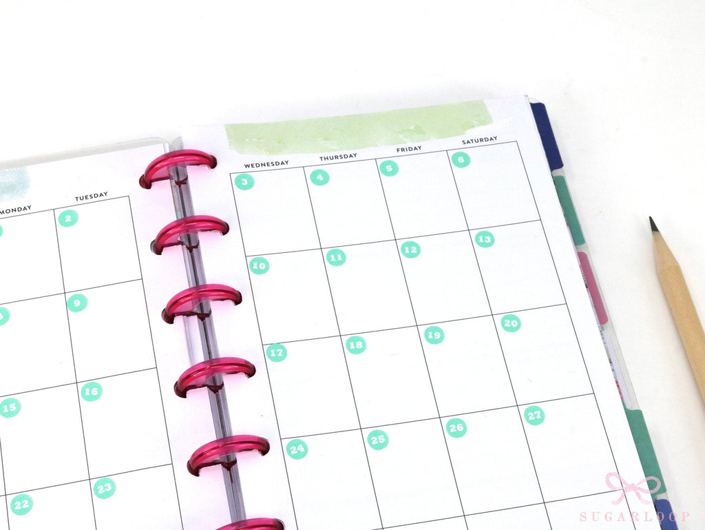 Bundle - One Year's Worth of Date Stickers - Choice of Dot Hexagon or Square