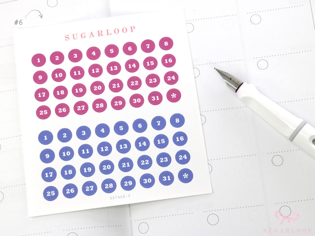 One Year Bundle or Individual Sheets of Dates