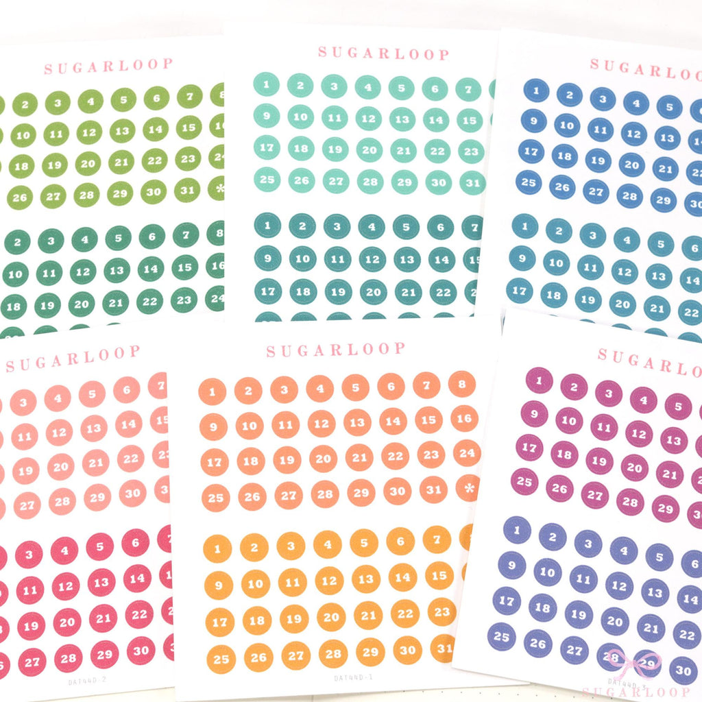 One Year Bundle or Individual Sheets of Dates