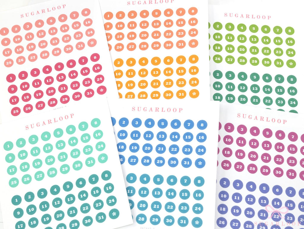 One Year Bundle or Individual Sheets of Dates