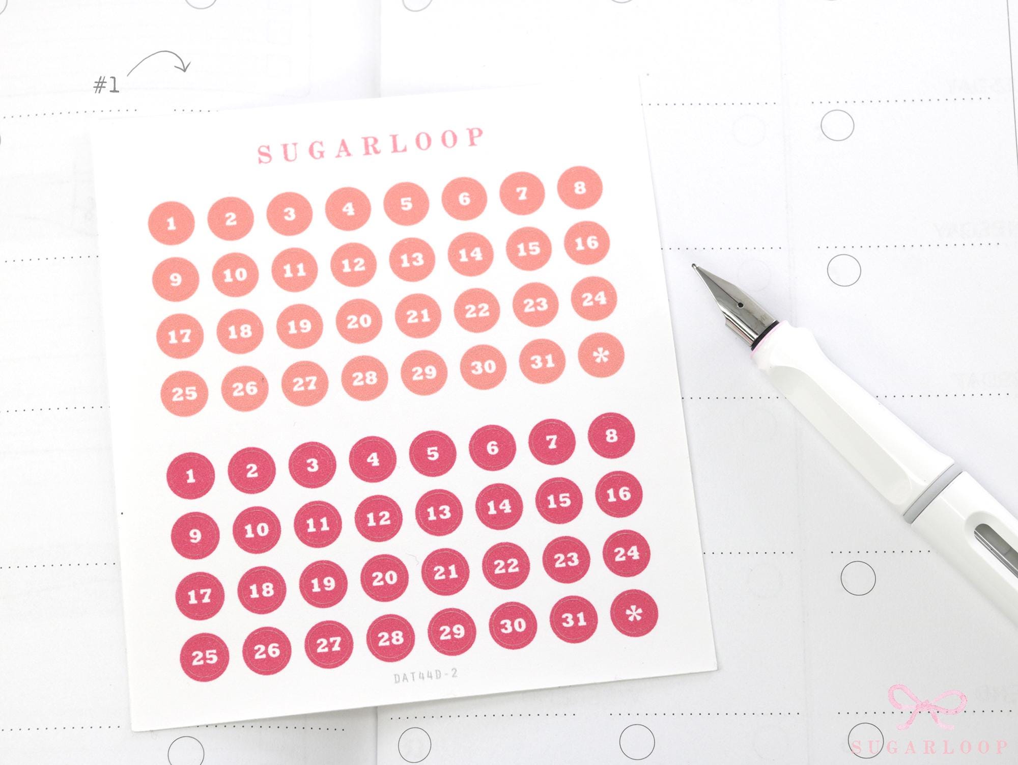 One Year Bundle or Individual Sheets of Dates