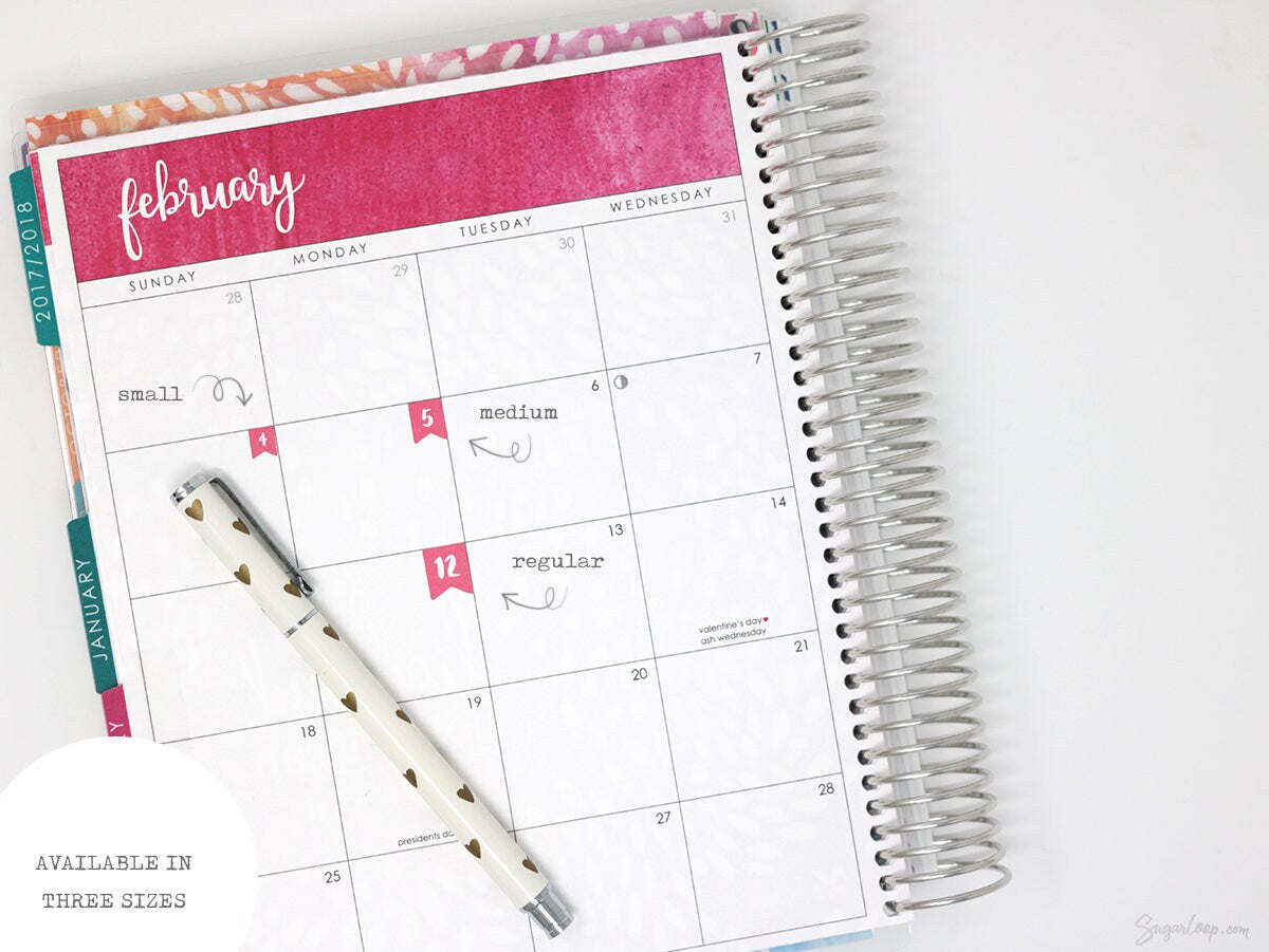 One Year Date Flags Bujo & Planner Stickers Bundle : 0.25in (6 mm) 0.3in (8 mm) 0.43in (10 mm) Wide