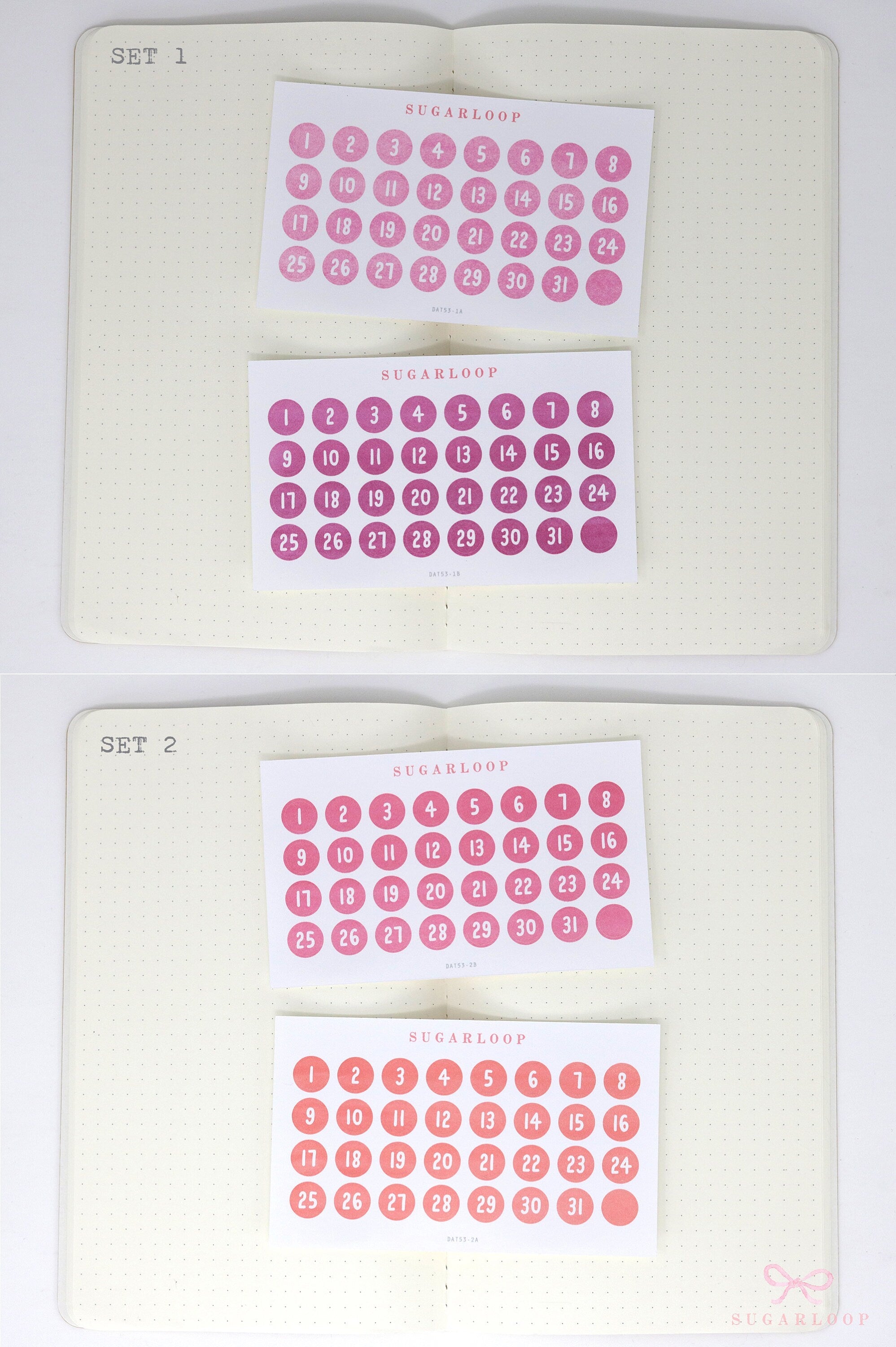 Date Dot Flag Hexagon Handwritten Bujo Planner Stickers: 0.375 in 1 cm 10 mm