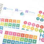 Cute Kawaii Colorful Rainbow Date Number Stickers