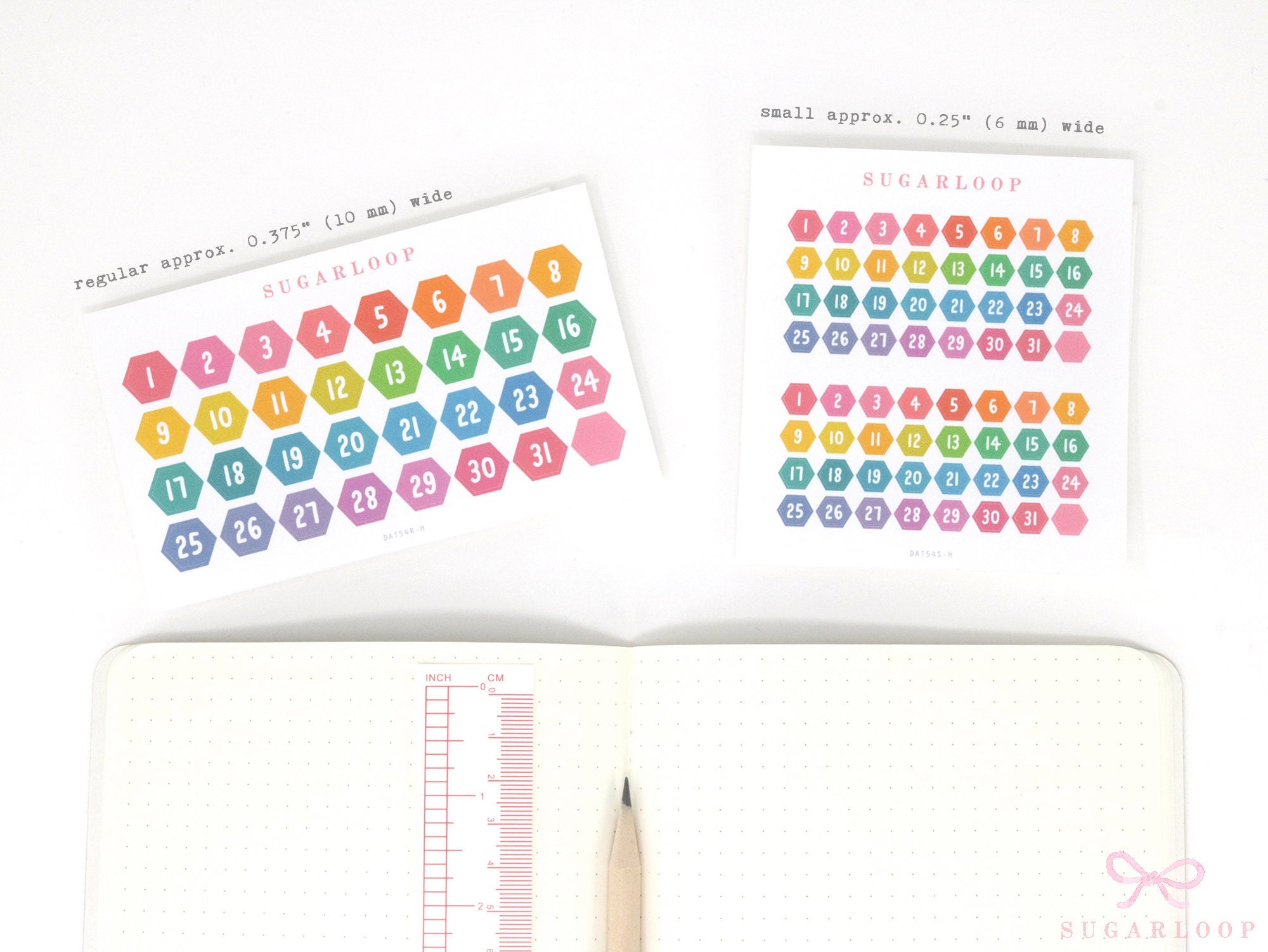 Cute Kawaii Colorful Rainbow Date Number Stickers