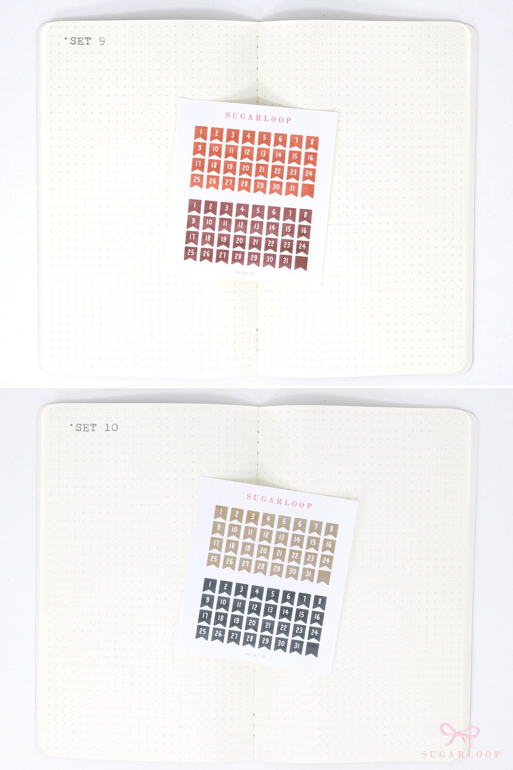 Date Dot Flag Hexagon Handwritten Bujo Planner Stickers: 0.25 in 6 mm