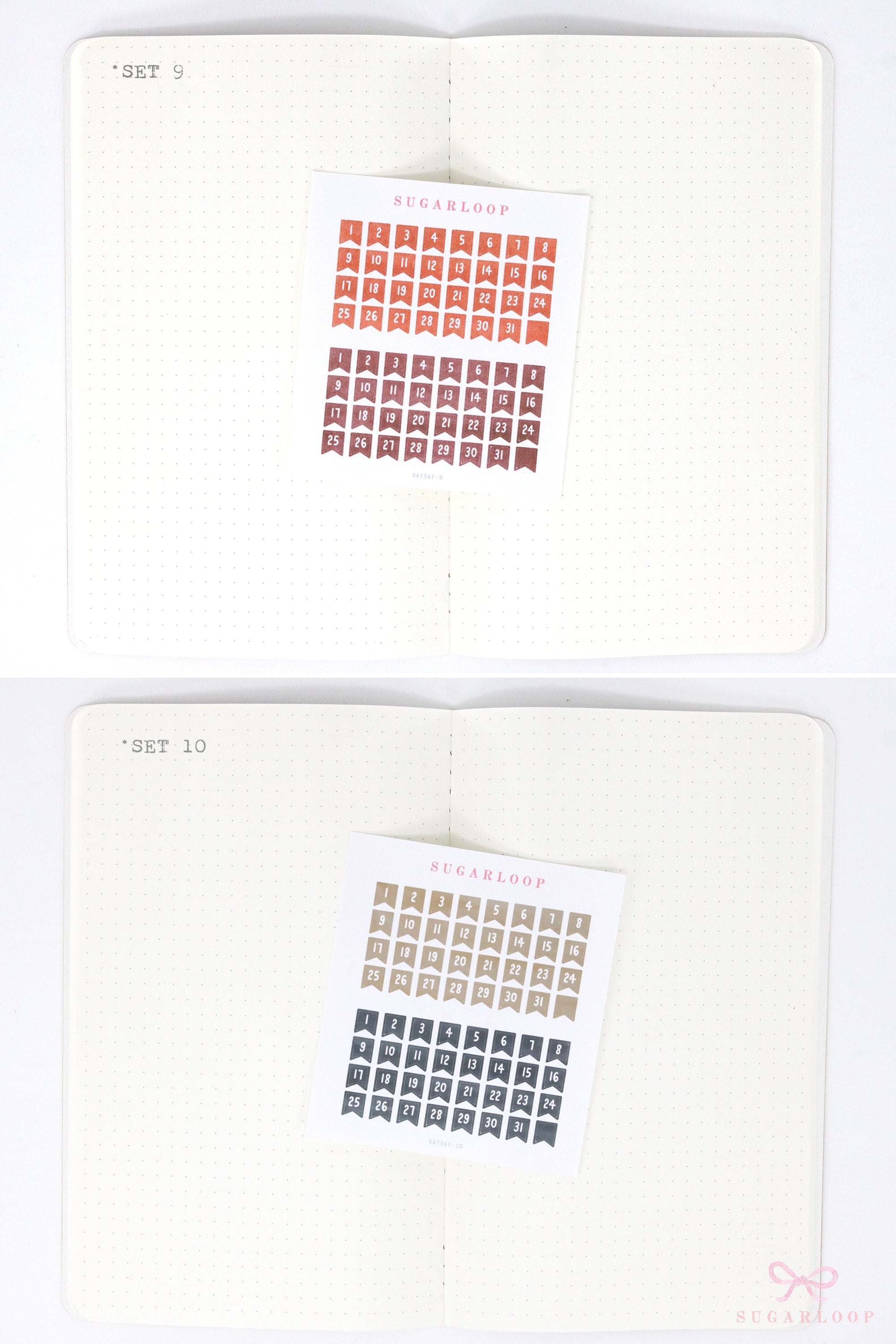 Date Dot Flag Hexagon Handwritten Bujo Planner Stickers: 0.25 in 6 mm