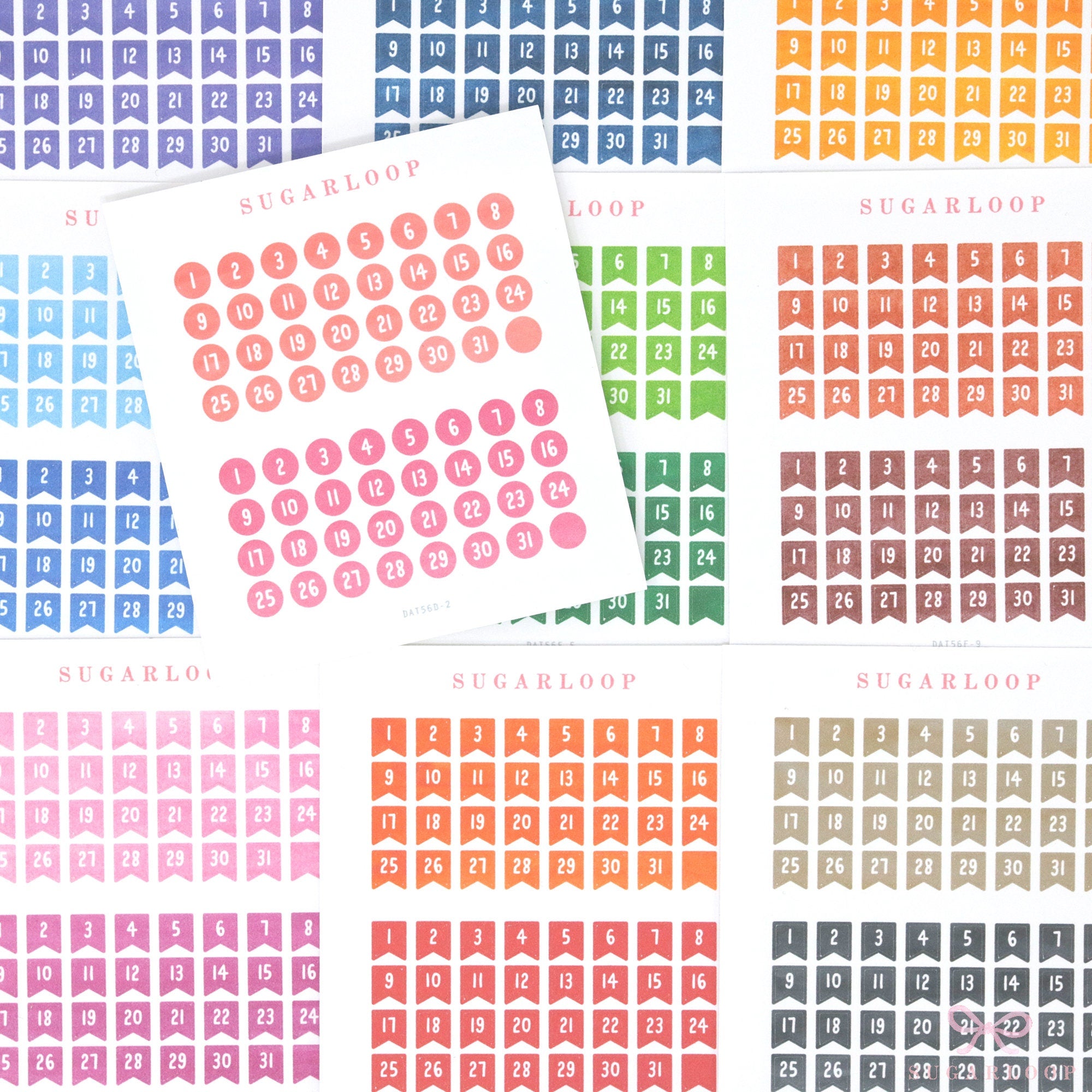 Date Dot Flag Hexagon Handwritten Bujo Planner Stickers: 0.25 in 6 mm