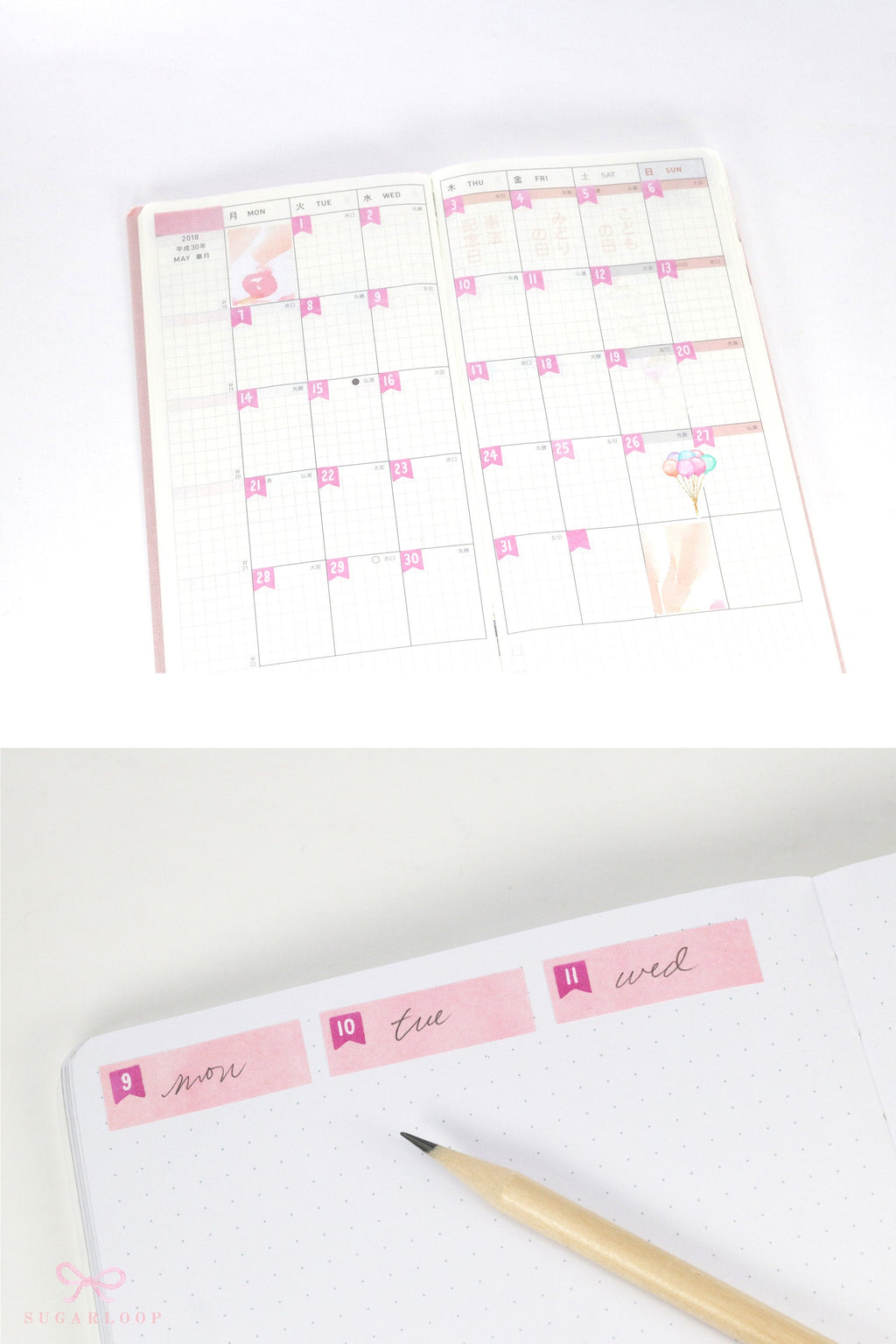 Date Dot Flag Hexagon Handwritten Bujo Planner Stickers: 0.25 in 6 mm