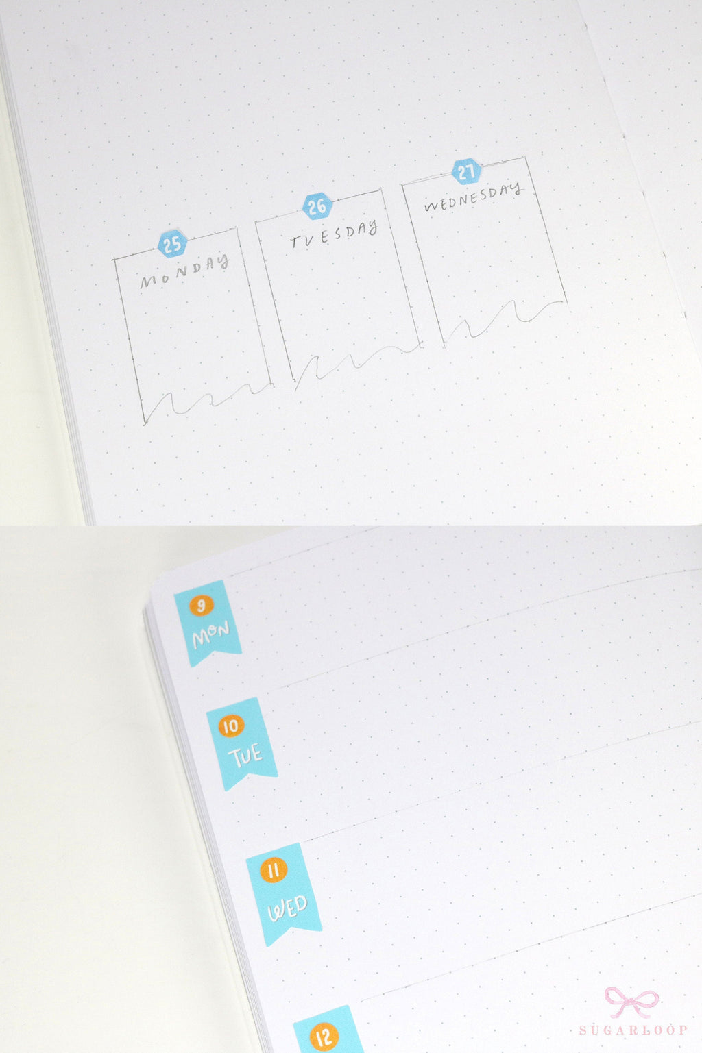 Date Dot Flag Hexagon Handwritten Bujo Planner Stickers: 0.25 in 6 mm