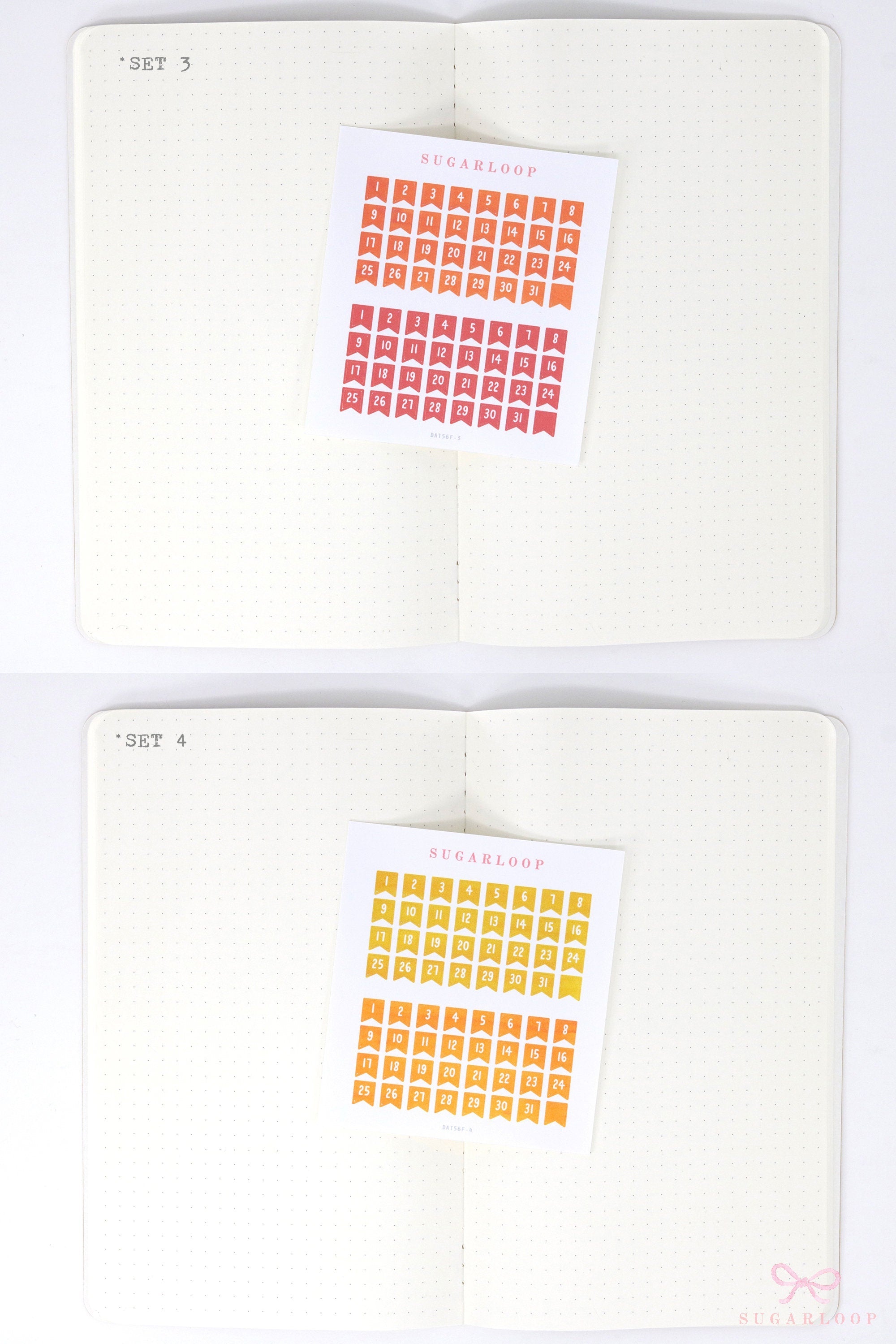 Date Dot Flag Hexagon Handwritten Bujo Planner Stickers: 0.25 in 6 mm