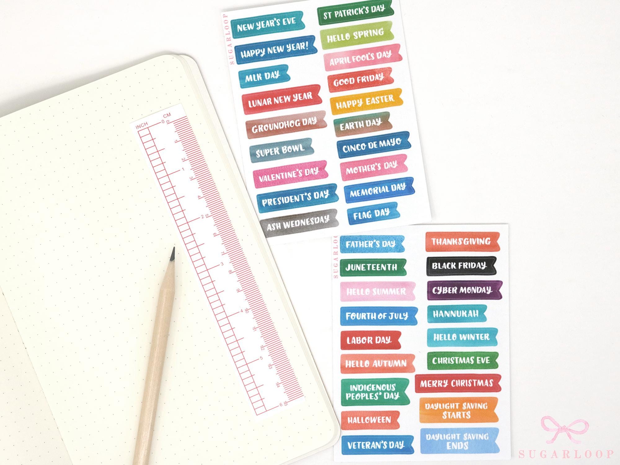 USA Public Holidays Seasonal Planner & Journal Stickers