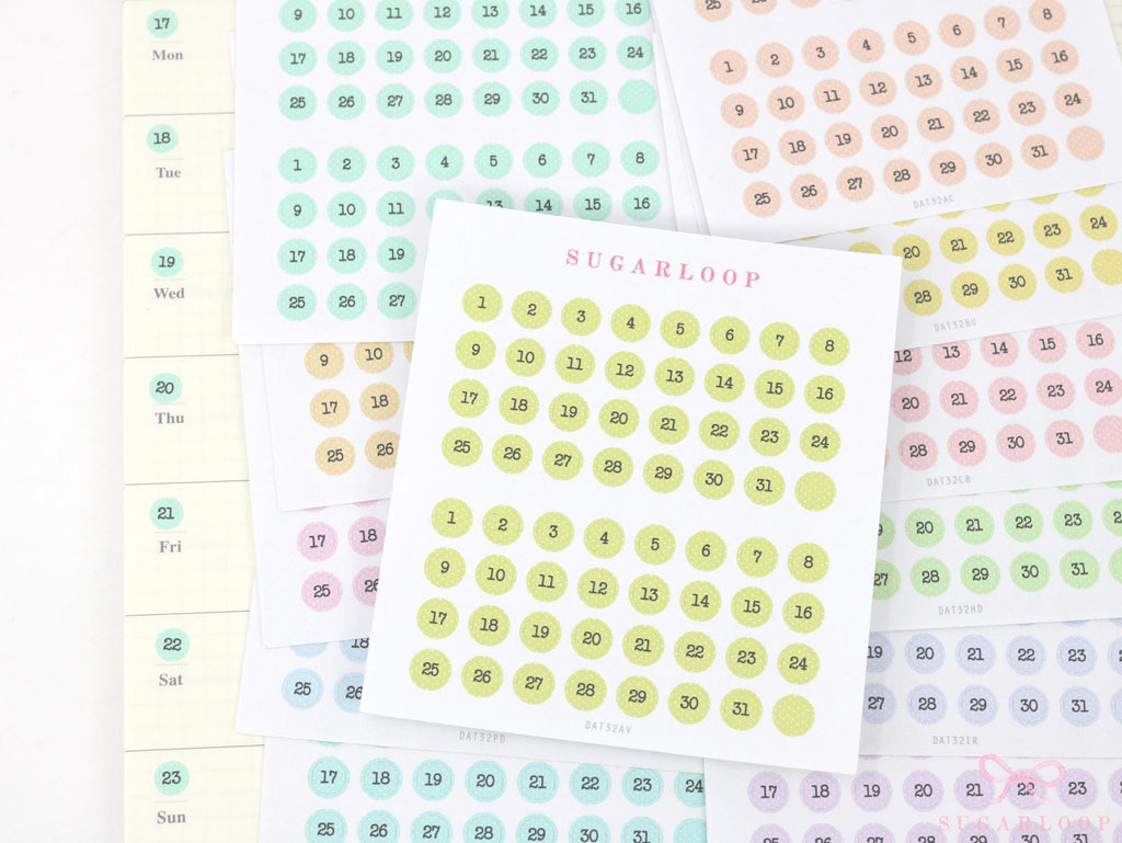 Mini Date Dot Planner & Journal Stickers Bundle: 0.25 in (6 mm)