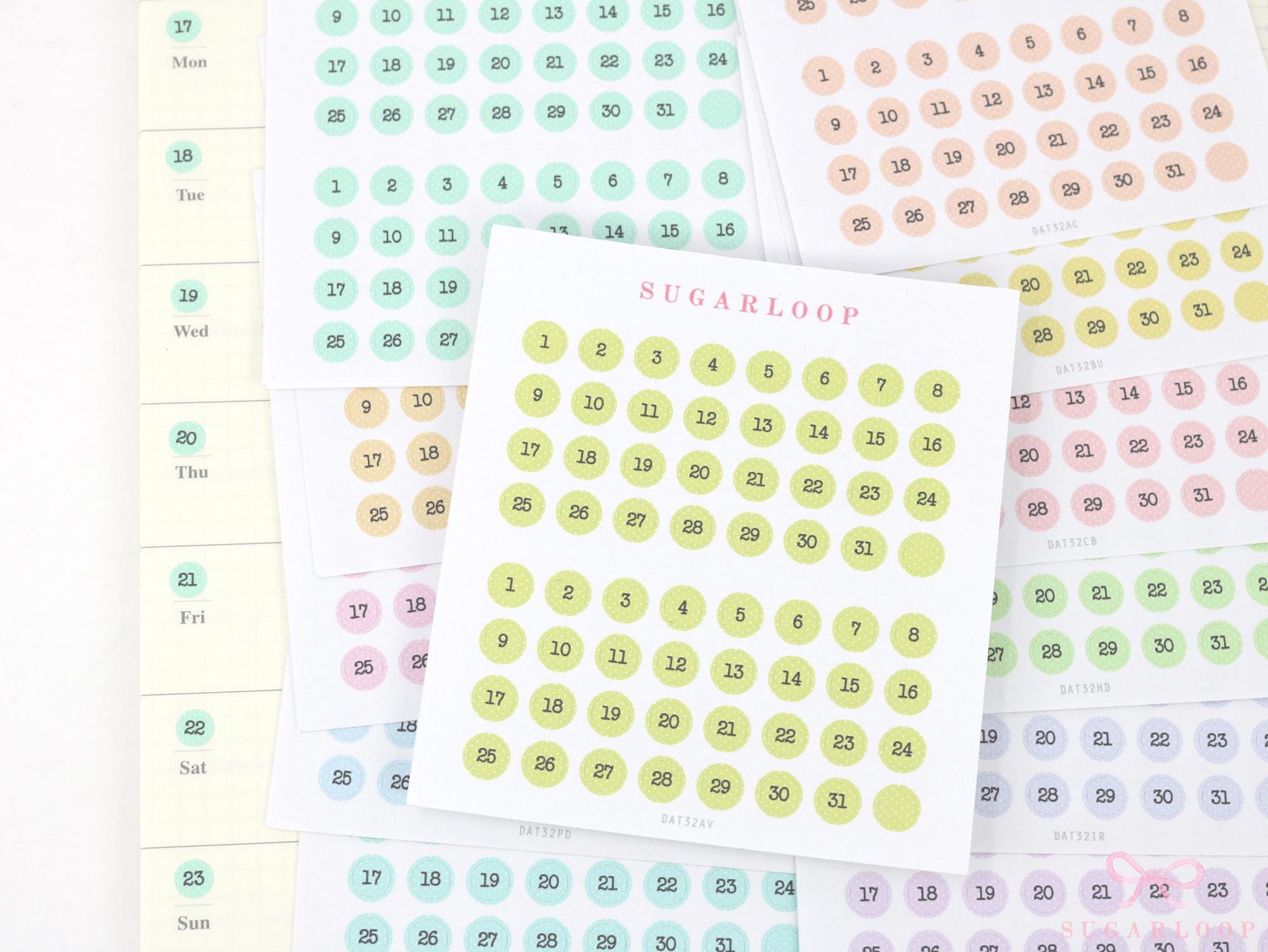 Mini Date Dot Planner & Journal Stickers Bundle: 0.25 in (6 mm)