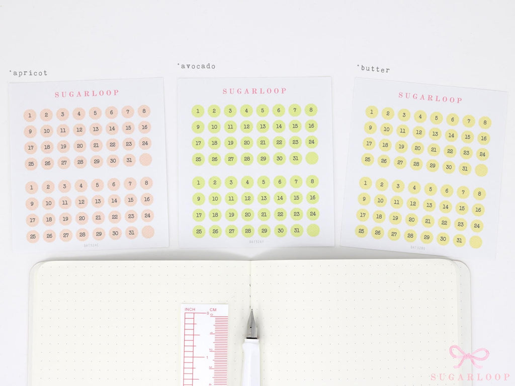 Mini Date Dot Planner & Journal Stickers Bundle: 0.25 in (6 mm)