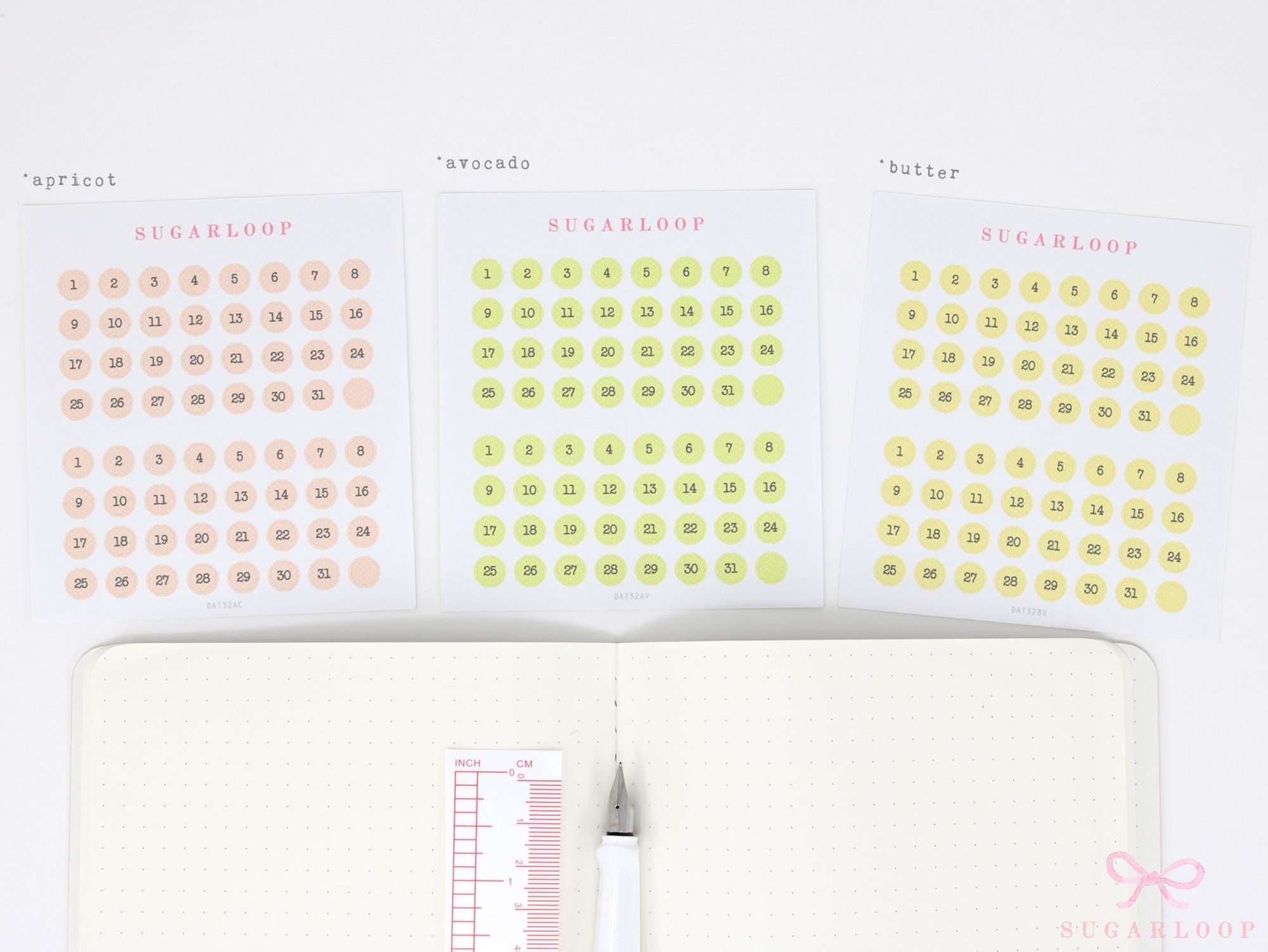 Mini Date Dot Planner & Journal Stickers Bundle: 0.25 in (6 mm)