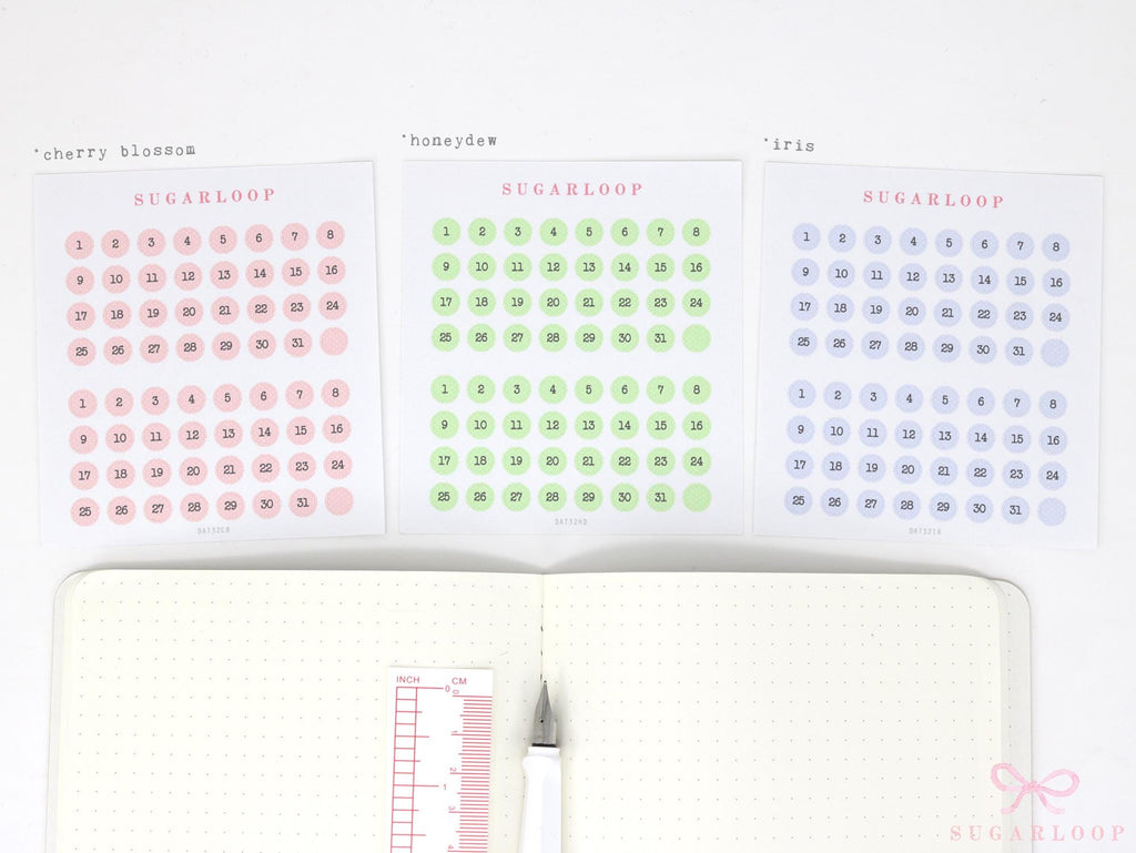 Mini Date Dot Planner & Journal Stickers Bundle: 0.25 in (6 mm)