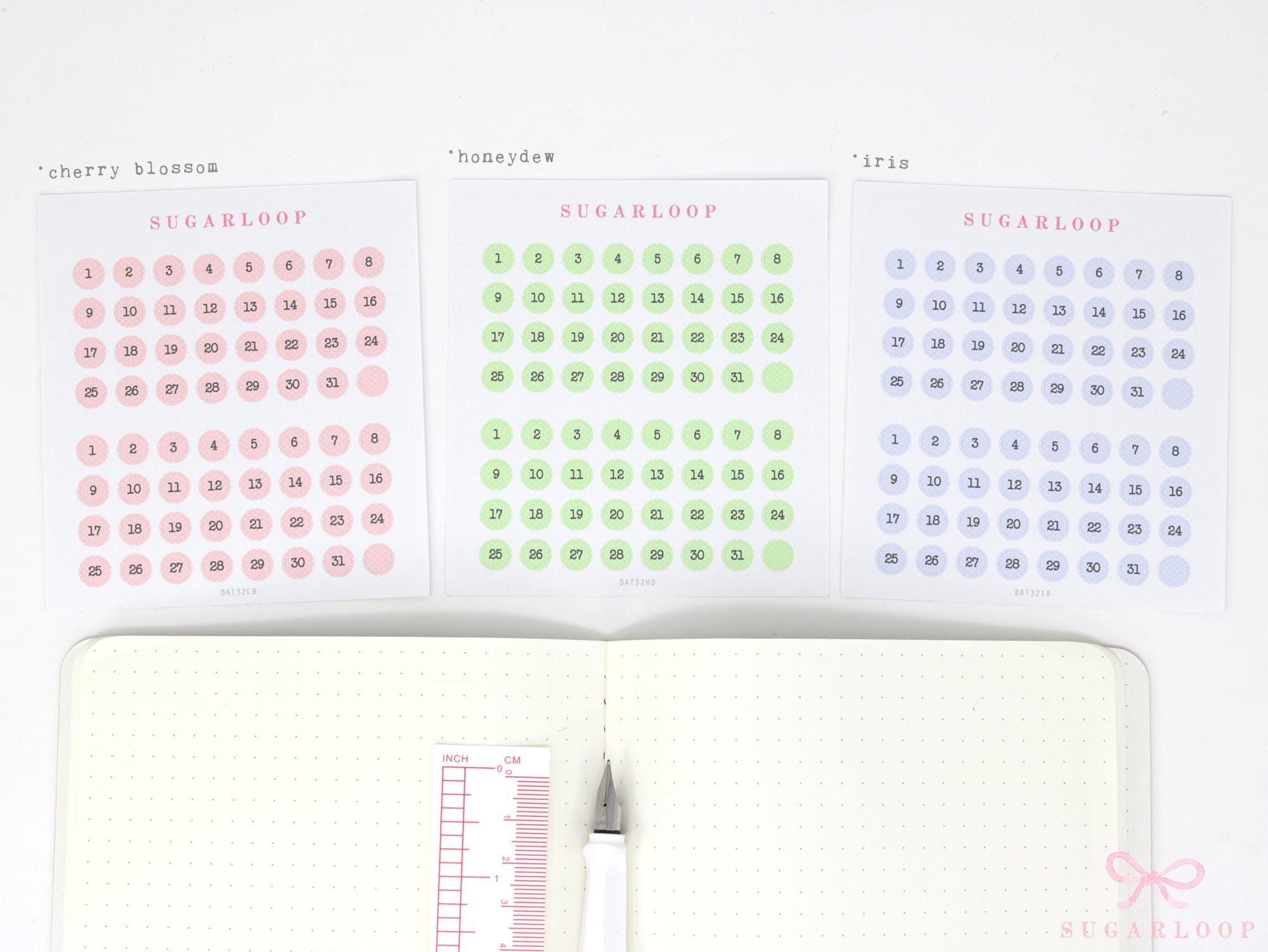 Mini Date Dot Planner & Journal Stickers Bundle: 0.25 in (6 mm)