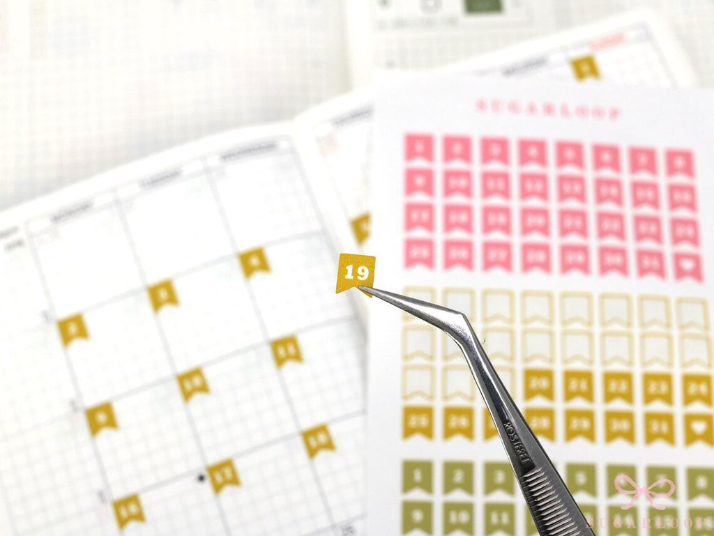 Mini Date Flags Planner and Journal Stickers: Journaling Hobonichi Travelers Notebook