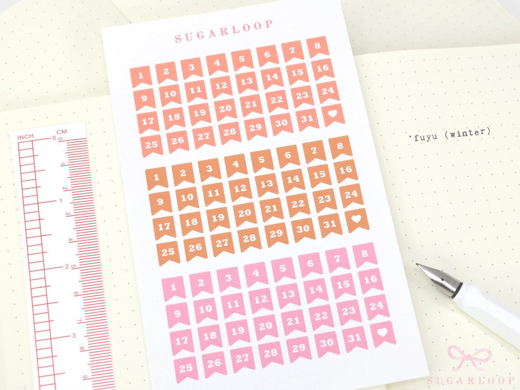 Mini Date Flags Planner and Journal Stickers: Journaling Hobonichi Travelers Notebook