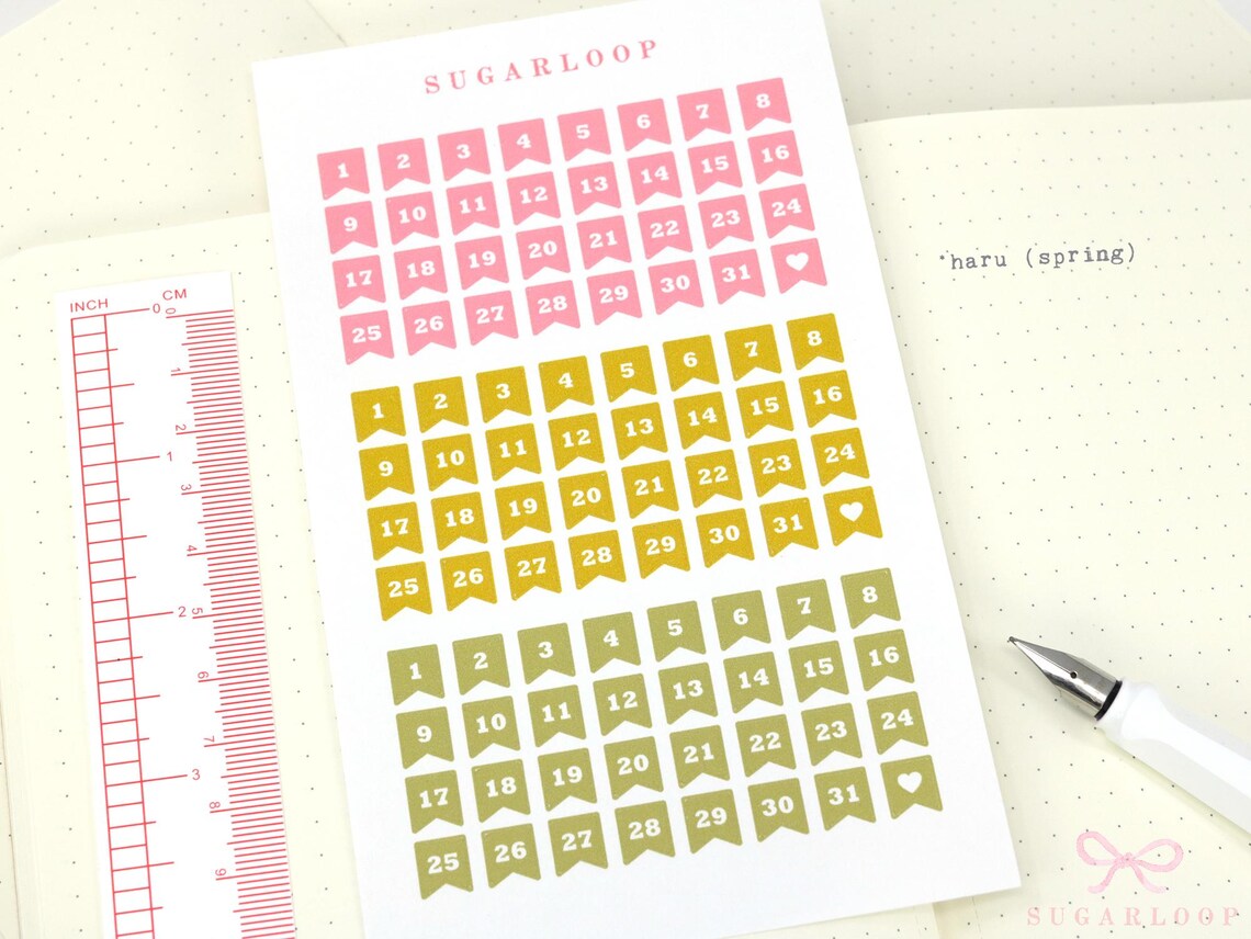 Mini Date Flags Planner and Journal Stickers: Journaling Hobonichi Travelers Notebook