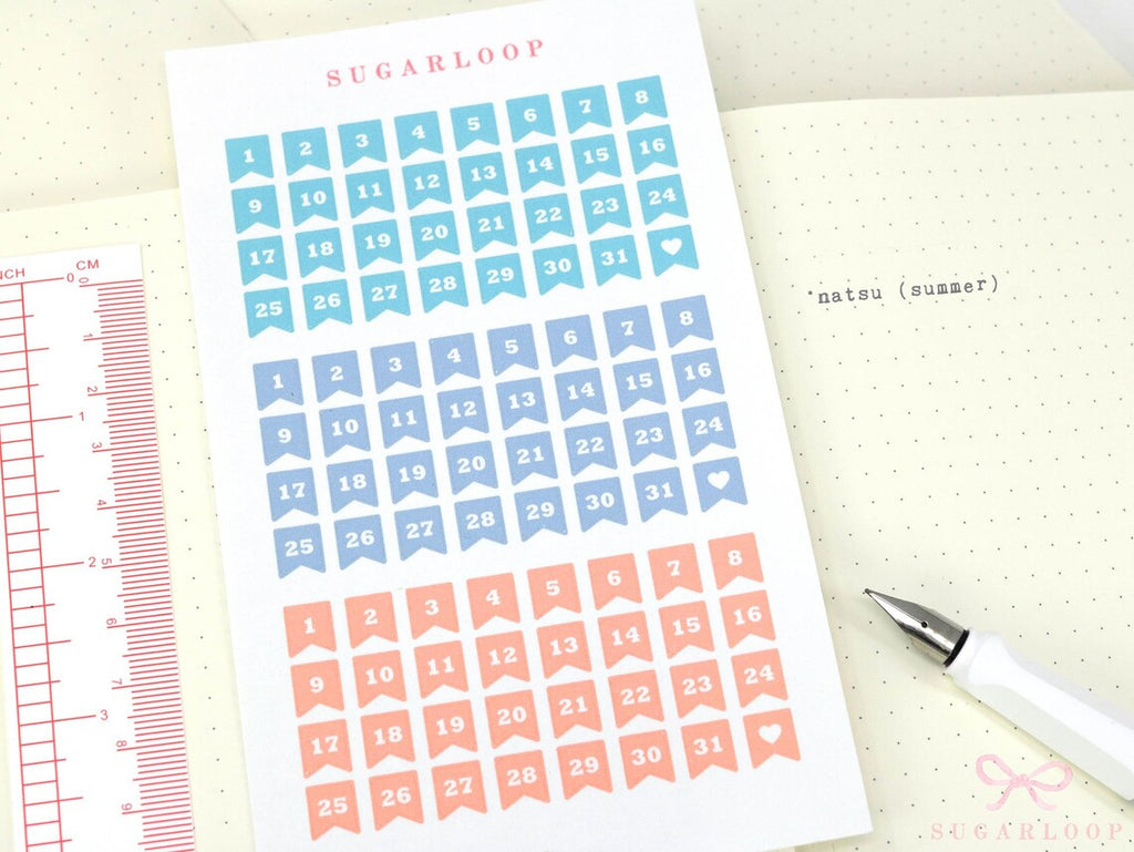 Mini Date Flags Planner and Journal Stickers: Journaling Hobonichi Travelers Notebook