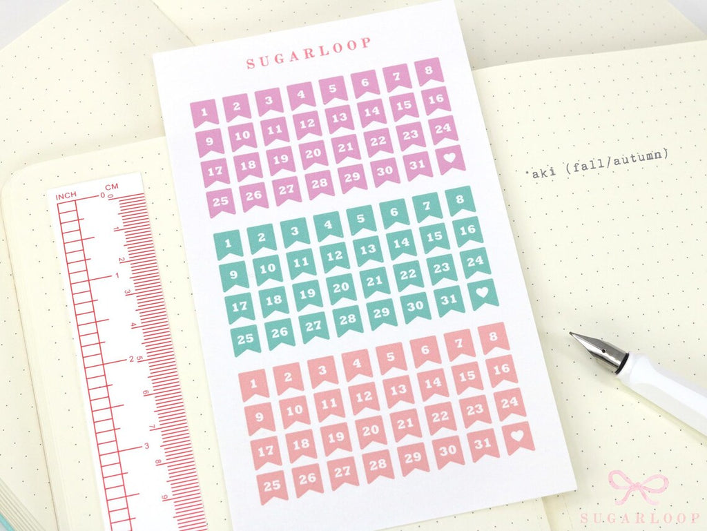 Mini Date Flags Planner and Journal Stickers: Journaling Hobonichi Travelers Notebook