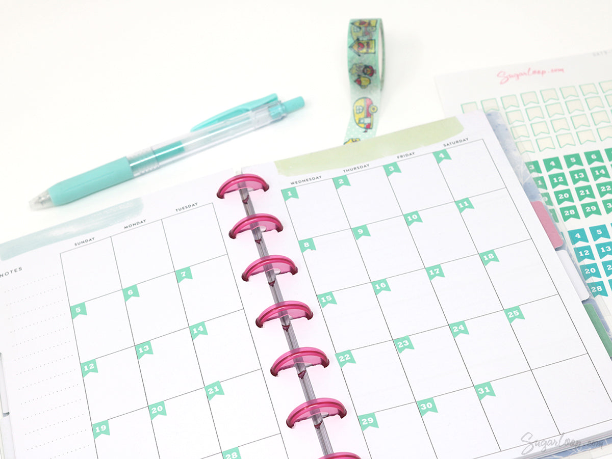 Mini Date Flag Planner and Journal Stickers: Bundle Available  Re-date  Undated  Journaling  Hobo