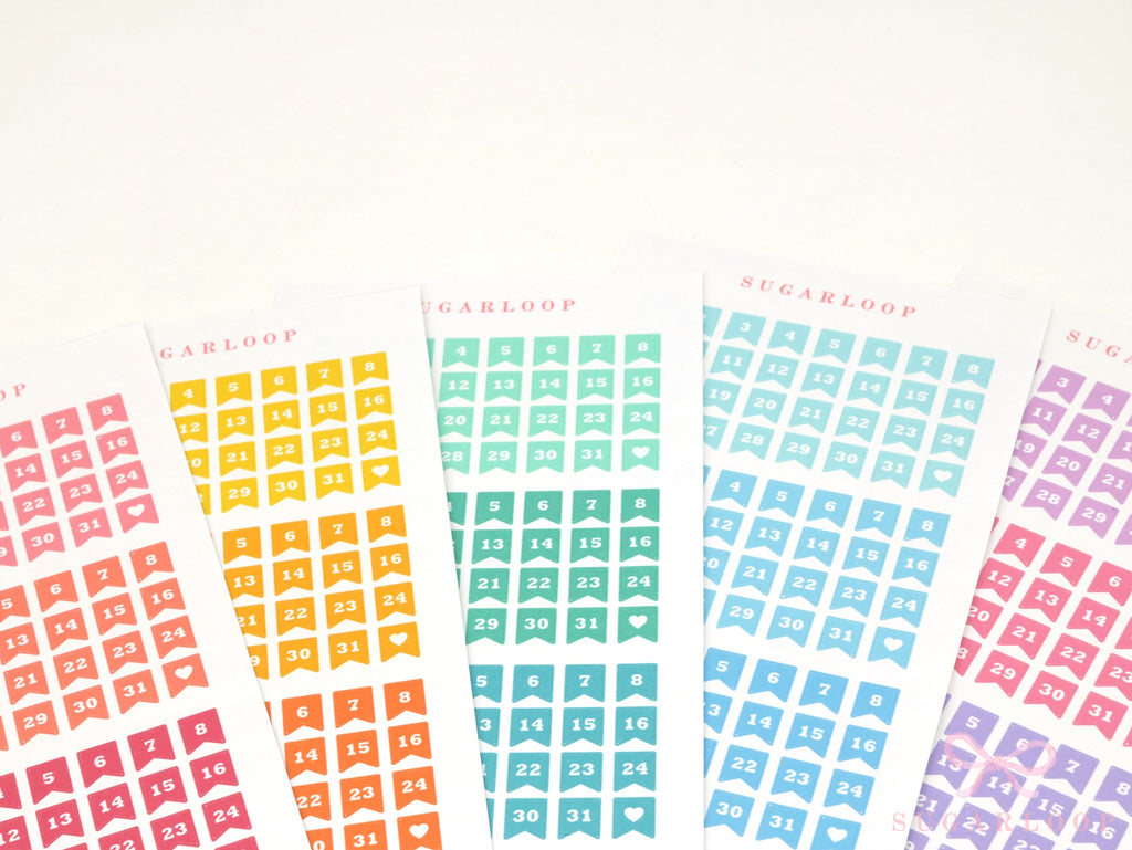 Mini Date Flag Planner and Journal Stickers: Bundle Available  Re-date  Undated  Journaling  Hobo