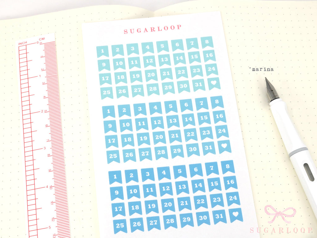 Mini Date Flag Planner and Journal Stickers: Bundle Available  Re-date  Undated  Journaling  Hobo