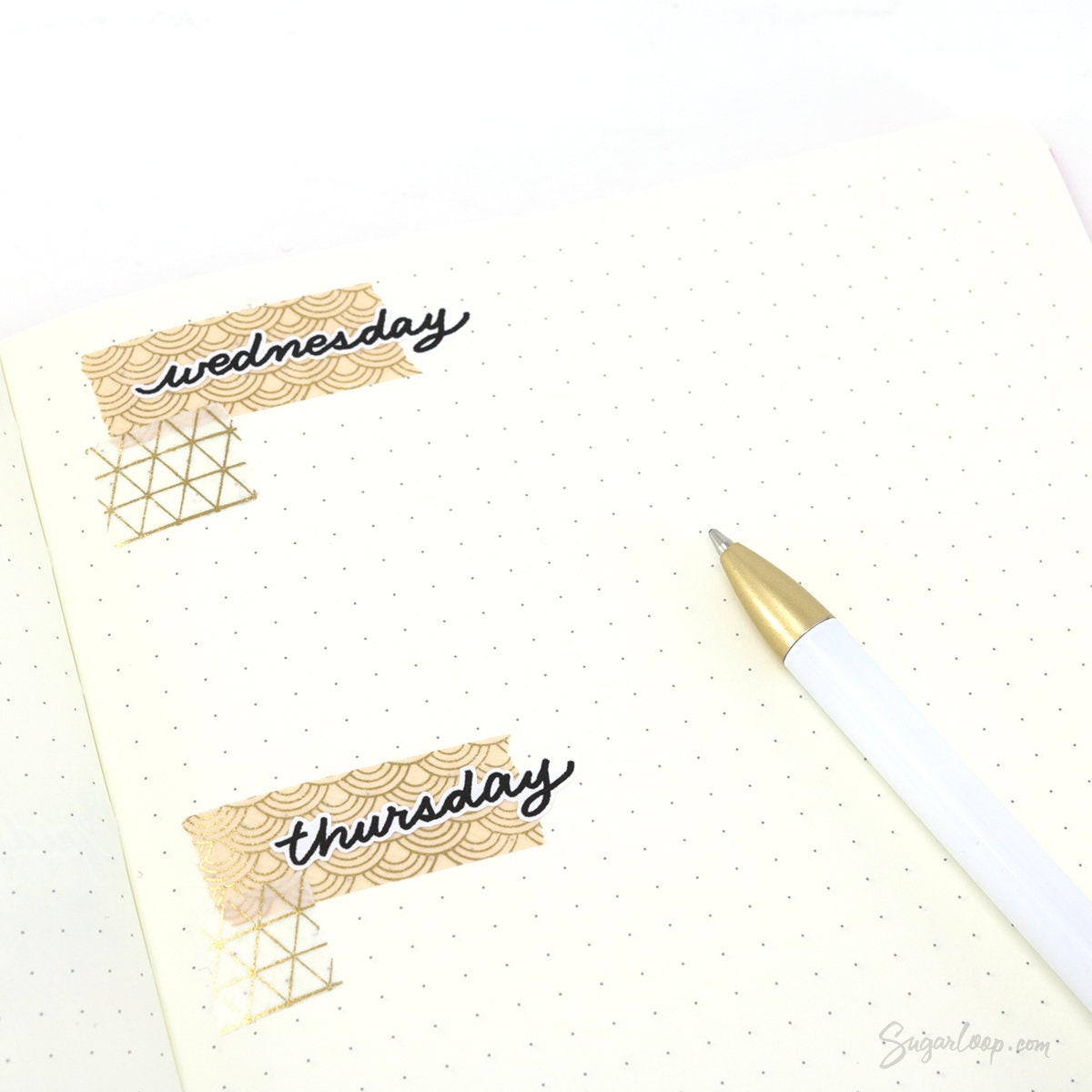 Days of The Week Black Cursive Script Bujo Planner Stickers: 1.25in (31 mm) 1.75in (45 mm) Wide