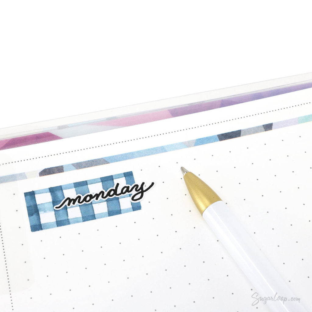 Days of The Week Black Cursive Script Bujo Planner Stickers: 1.25in (31 mm) 1.75in (45 mm) Wide