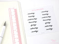 Days of The Week Black Cursive Script Bujo Planner Stickers: 1.25in (31 mm) 1.75in (45 mm) Wide