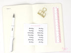 Days of The Week Ink Wash Script Journal and Planner Stickers: 1in (25 mm) 1.5in (38 mm) 1.75in (45 mm) Wide