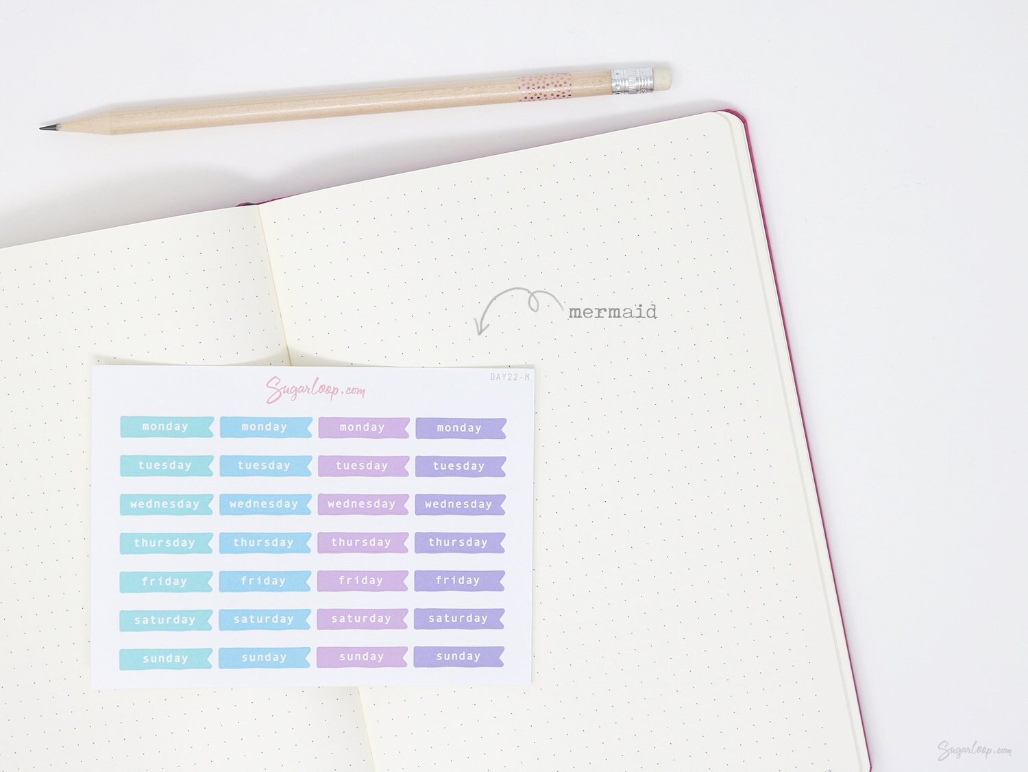 Days of The Week Flag Bujo Planner Stickers: 1 inch (24 mm)
