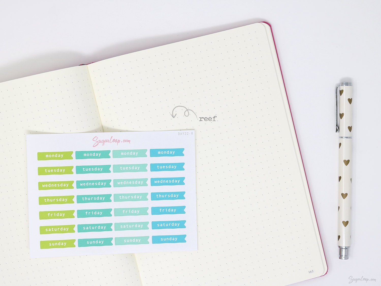 Days of The Week Flag Bujo Planner Stickers: 1 inch (24 mm)