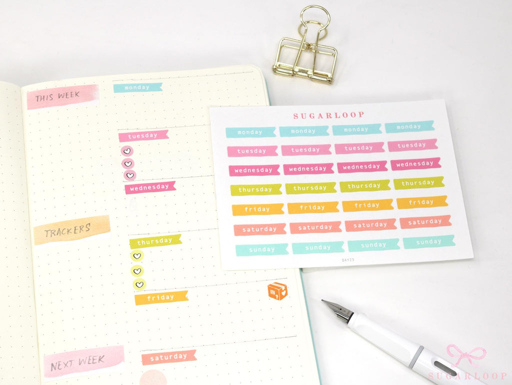 Days of The Week Flag Journal & Planner Stickers: 1 inch (24 mm)