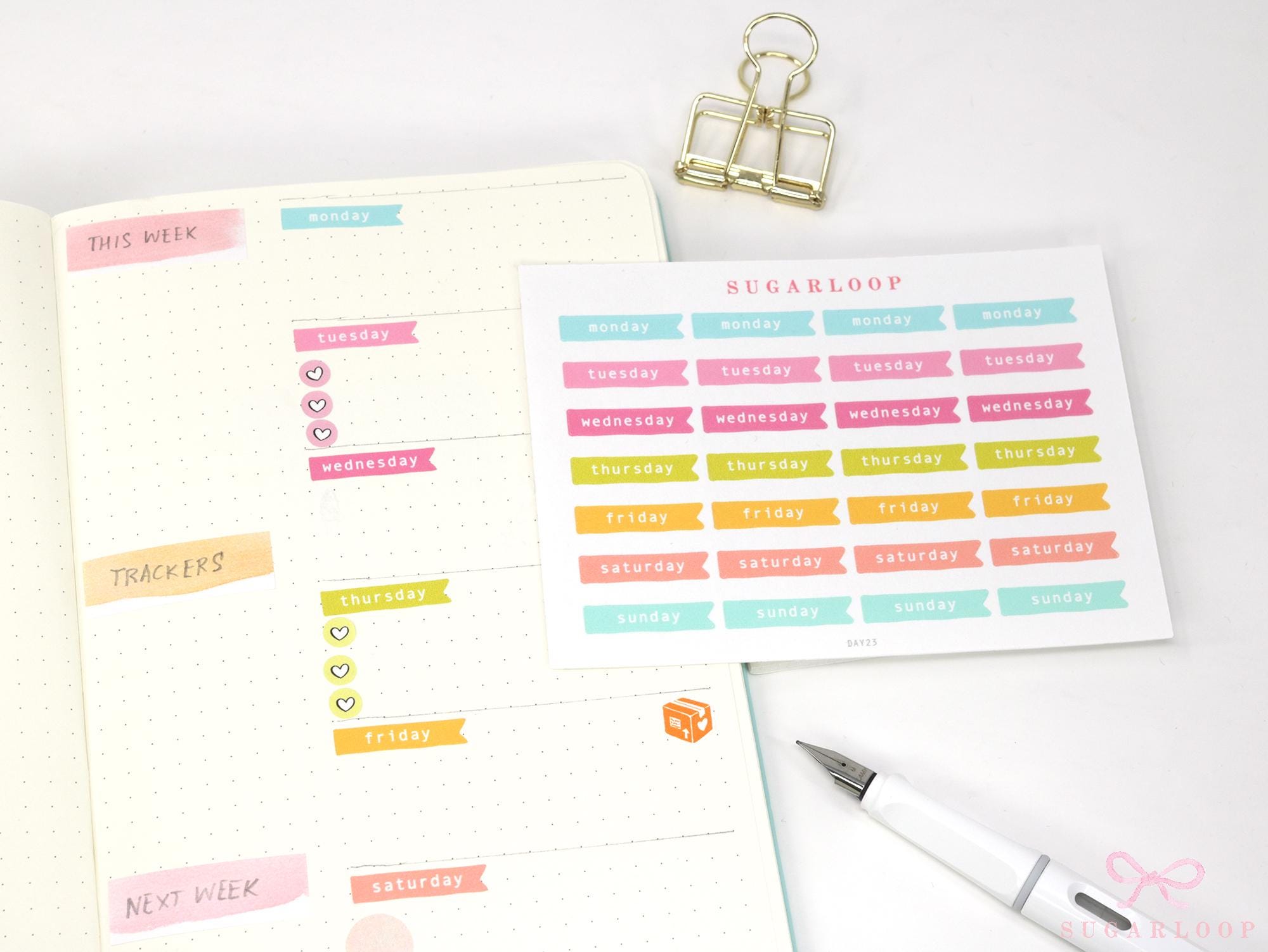 Days of The Week Flag Journal & Planner Stickers: 1 inch (24 mm)