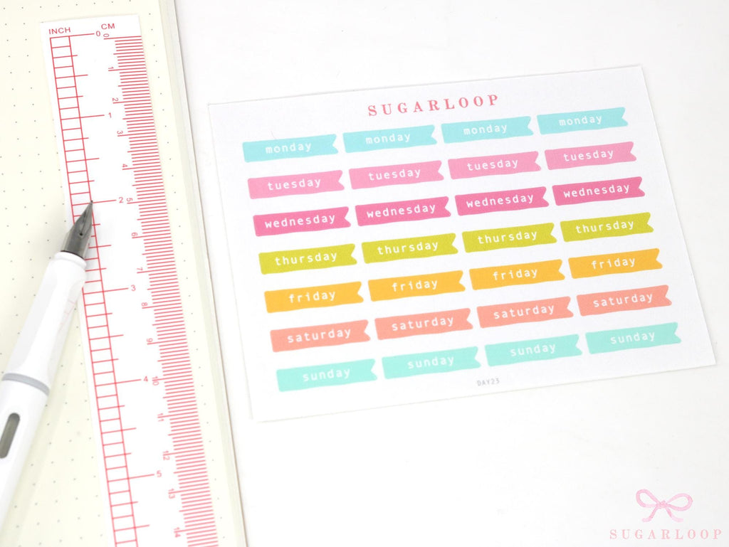 Days of The Week Flag Journal & Planner Stickers: 1 inch (24 mm)